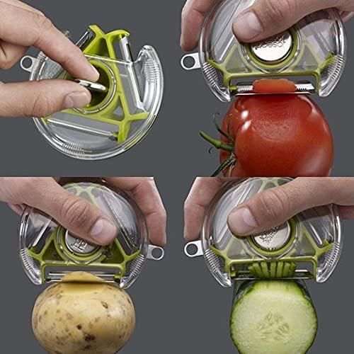 Vebetable Peeler-3 in 1 Magic Rotating Vegetable Peeler Slicer Shredder Julienne Cutter Stainless Steel Blade Grater Fruit Vegetable Tools